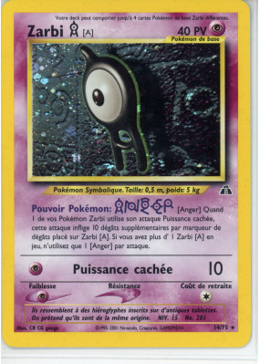 Carte Pokémon Zarbi A 14/75 Holographique Neo Discovery