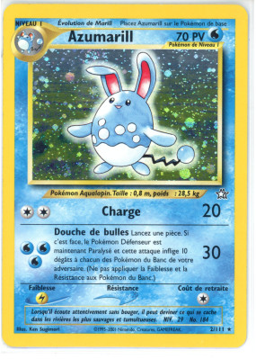 Carte Pokémon Azumarill 2/111 Holographique Neo Genesis