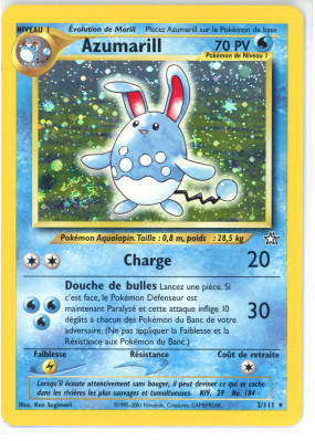 Carte Pokémon Azumarill 2/111 Holographique Neo Genesis
