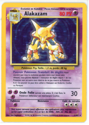 Carte Pokémon Alakazam 1/102 Holographique Set de Base