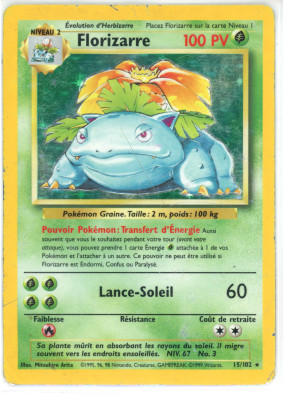 Carte Pokémon Florizarre 15/102 Holographique Set de Base