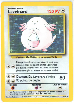 Carte Pokémon Leveinard 3/102 Holographique Set de Base