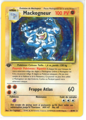 Carte Pokémon Mackogneur 8/102 Holographique Set de Base