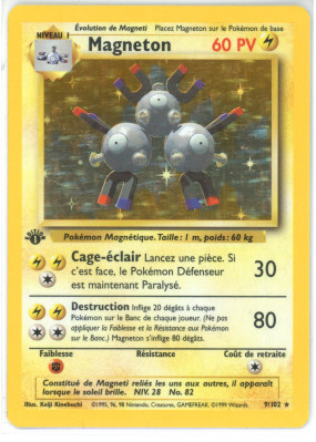 Carte Pokémon Magneton 9/102 Holographique Set de Base