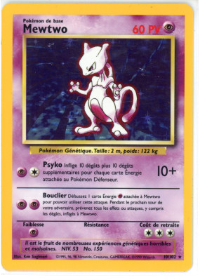 Carte Pokémon Mewtwo 10/102 Holographique Set de Base