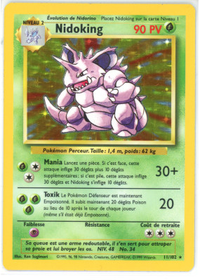 Carte Pokémon Nidoking 11/102 Holographique Set de Base