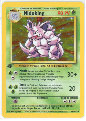 Carte Pokémon Nidoking 11/102 Holographique Set de Base