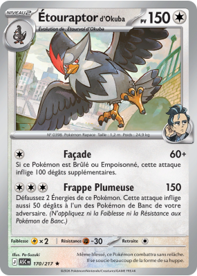 Carte Pokémon Étouraptor d'Okuba 170/217 Rare Héros Transcendants