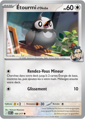 Carte Pokémon Étourmi d'Okuba 168/217 Commune Héros Transcendants