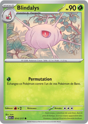 Carte Pokémon Blindalys 014/217 Commune Héros Transcendants