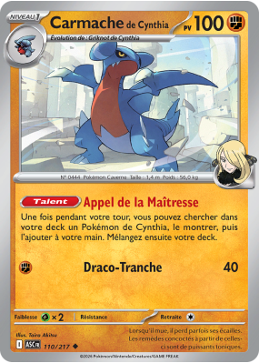 Carte Pokémon Carmache de Cynthia 110/217 Peu commune Héros Transcendants