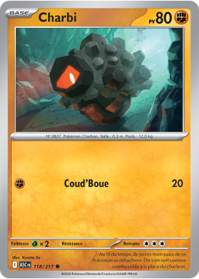 Carte Pokémon Charbi 118/217 Commune Héros Transcendants