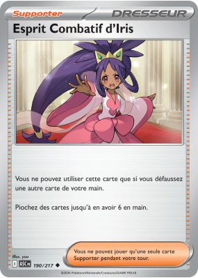 Carte Pokémon Esprit Combatif d'Iris 190/217 Peu commune Héros Transcendants