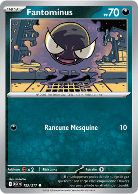 Carte Pokémon Fantominus 123/217 Commune Héros Transcendants