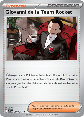 Carte Pokémon Giovanni de la Team Rocket 204/217 Peu commune Héros Transcendants