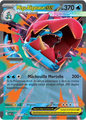 Carte Pokémon Méga-Aligatueur-ex 043/217 Double rare Héros Transcendants