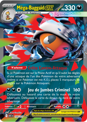 Carte Pokémon Méga-Baggaïd-ex 135/217 Double rare Héros Transcendants