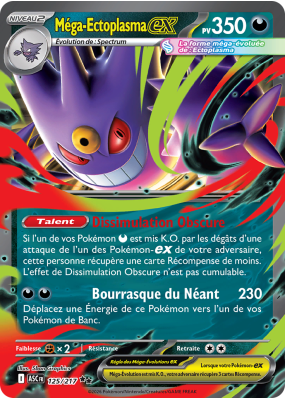 Carte Pokémon Méga-Ectoplasma-ex 125/217 Double rare Héros Transcendants