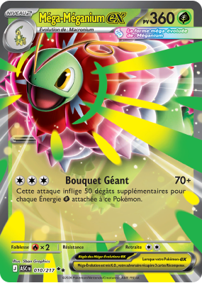 Carte Pokémon Méga-Méganium-ex 010/217 Double rare Héros Transcendants
