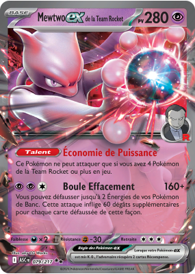 Carte Pokémon Mewtwo-ex de la Team Rocket 079/217 Double rare Héros Transcendants