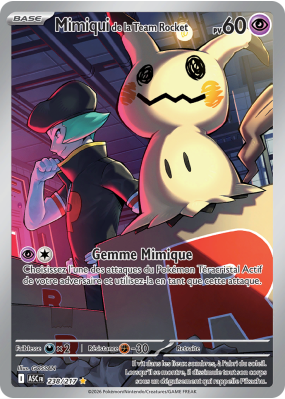 Carte Pokémon Mimiqui de la Team Rocket 238/217 AR Héros Transcendants