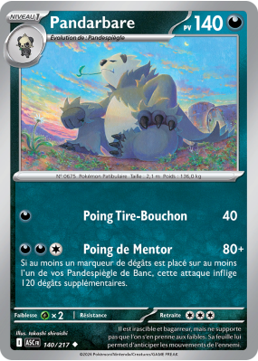 Carte Pokémon Pandarbare 140/217 Peu commune Héros Transcendants
