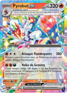 Carte Pokémon Pyrobut-ex 038/217 Double rare Héros Transcendants