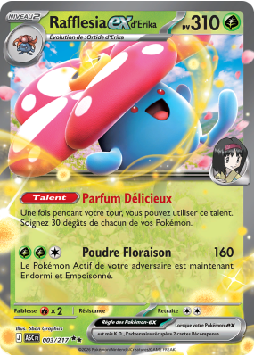 Carte Pokémon Rafflesia-ex d'Erika 003/217 Double rare Héros Transcendants