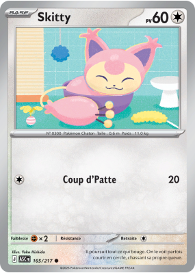 Carte Pokémon Skitty 165/217 Commune Héros Transcendants