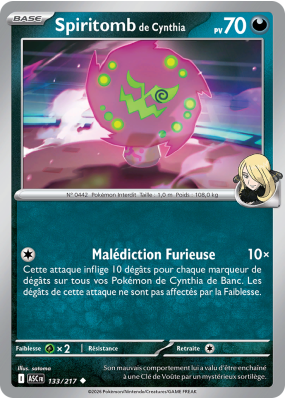 Carte Pokémon Spiritomb de Cynthia 133/217 Peu commune Héros Transcendants
