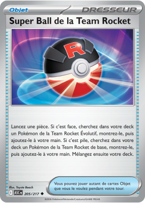 Carte Pokémon Super Ball de la Team Rocket 205/217 Peu commune Héros Transcendants