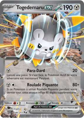 Carte Pokémon Togedemaru-ex 149/217 Double rare Héros Transcendants