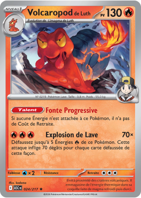Carte Pokémon Volcaropod de Luth 024/217 Rare Héros Transcendants