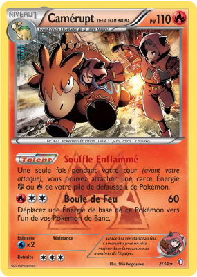 Carte Pokémon Camérupt de la Team Magma 2/34 Holographique Double Danger