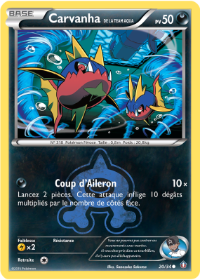Carte Pokémon Carvanha de la Team Aqua 20/34 Commune Double Danger