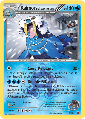 Carte Pokémon Kaimorse de la Team Aqua 5/34 Holographique Double Danger