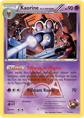 Carte Pokémon Kaorine de la Team Magma 11/34 Holographique Double Danger