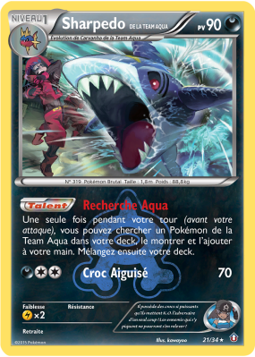 Carte Pokémon Sharpedo de la Team Aqua 21/34 Holographique Double Danger