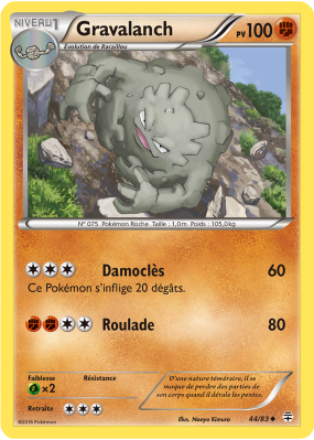 Carte Pokémon Gravalanch 44/83 Peu commune Générations (JCC)