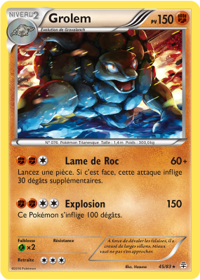 Carte Pokémon Grolem 45/83 Rare Générations (JCC)