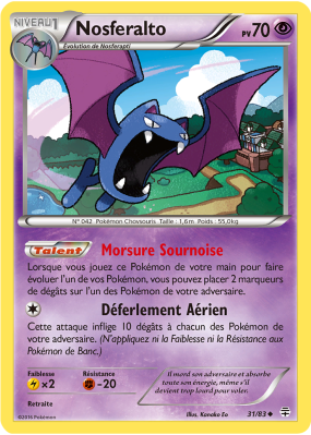 Carte Pokémon Nosferalto 31/83 Peu commune Générations (JCC)