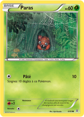 Carte Pokémon Paras 6/83 Commune Générations (JCC)