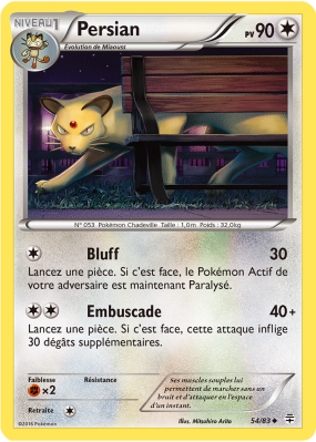 Carte Pokémon Persian 54/83 Peu commune Générations (JCC)