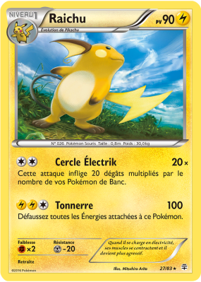 Carte Pokémon Raichu 27/83 Holographique Générations (JCC)