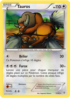 Carte Pokémon Tauros 57/83 Rare Générations (JCC)