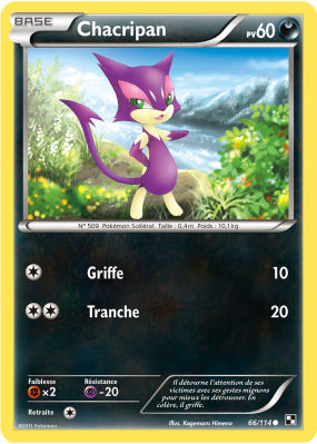 Carte Pokémon Chacripan 66/114 Commune Noir & Blanc (JCC)