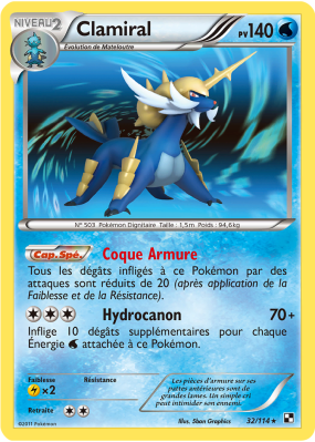 Carte Pokémon Clamiral 32/114 Holographique Noir & Blanc (JCC)