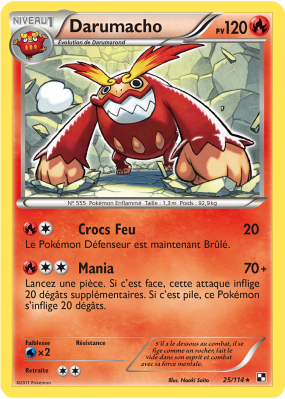 Carte Pokémon Darumacho 25/114 Rare Noir & Blanc (JCC)