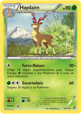 Carte Pokémon Haydaim 14/114 Rare Noir & Blanc (JCC)
