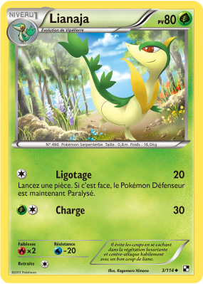 Carte Pokémon Lianaja 3/114 Peu commune Noir & Blanc (JCC)